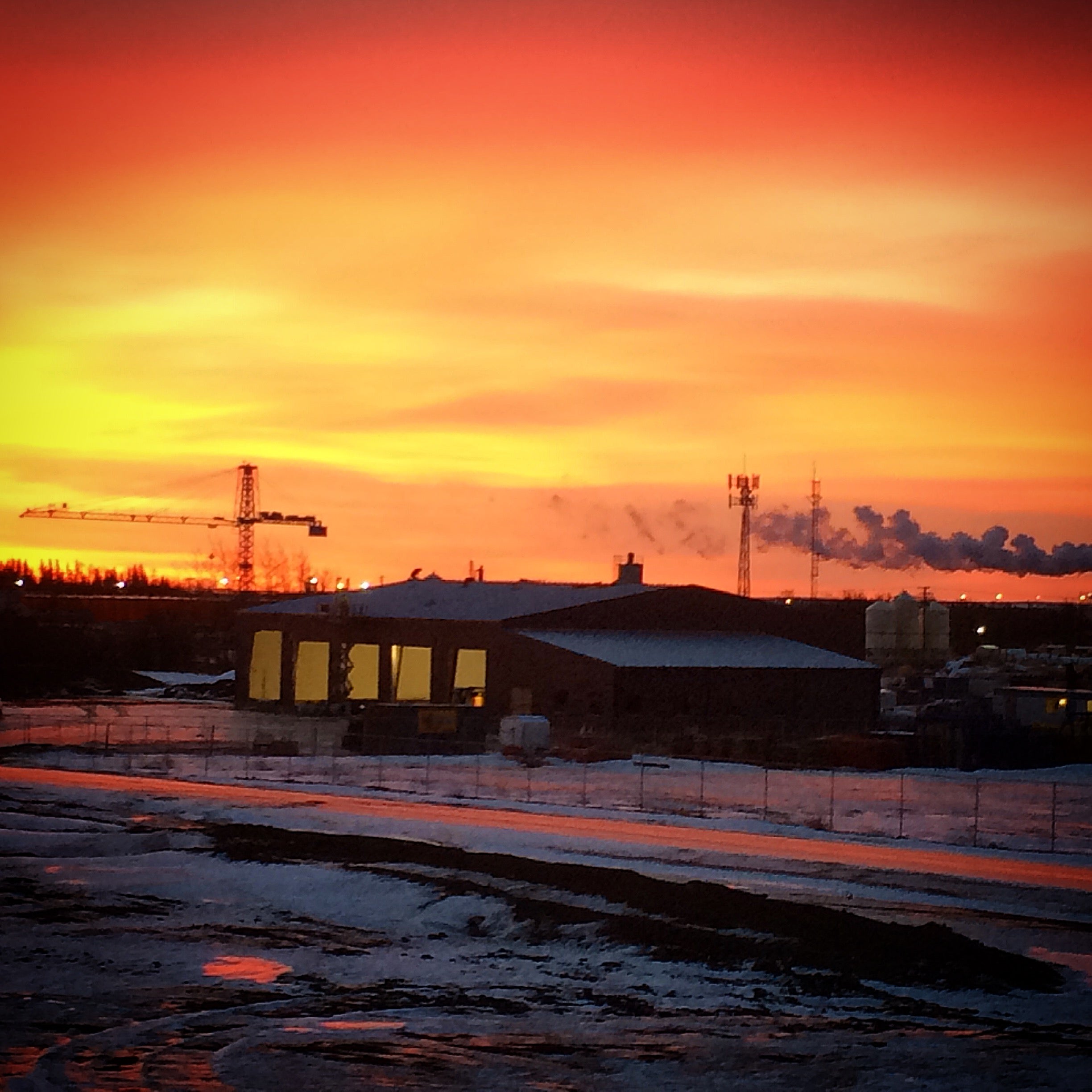 Pre-Engineered Steel Truck Shop Building in Fort St. John, BC - Sunset View